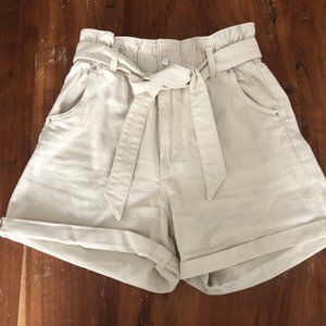 Beige High Waisted Shorts